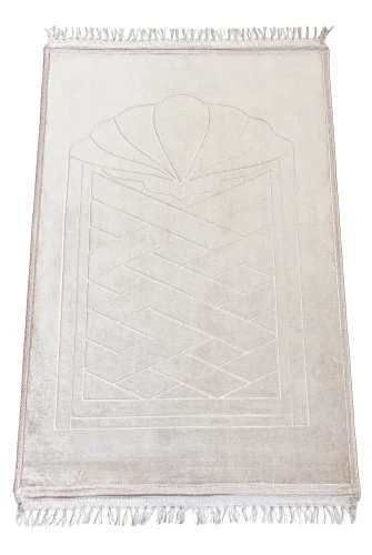 Yumuşak Kadife Dokulu Peluş Seccade Krem - 4