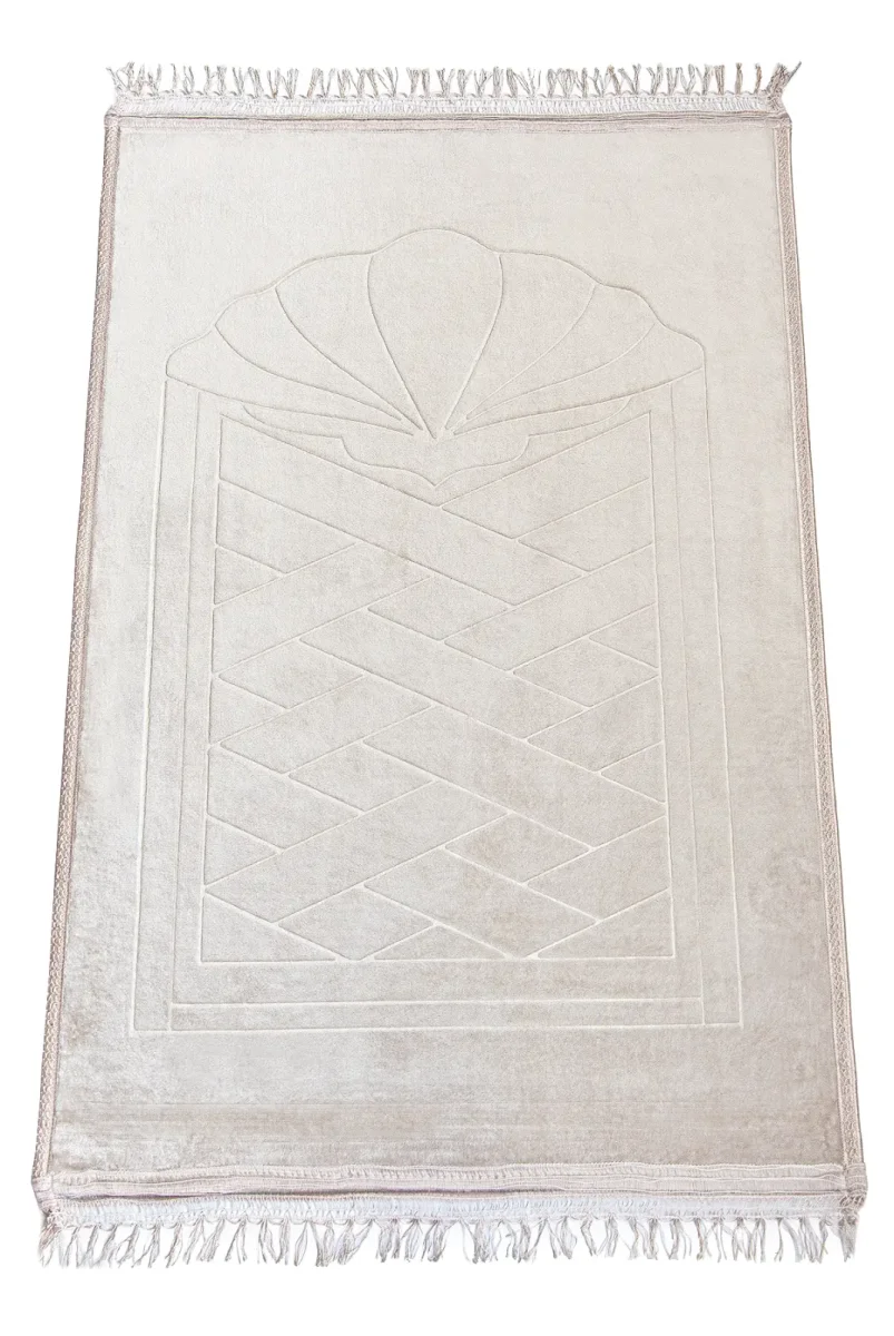 Yumuşak Kadife Dokulu Peluş Seccade Krem - 4