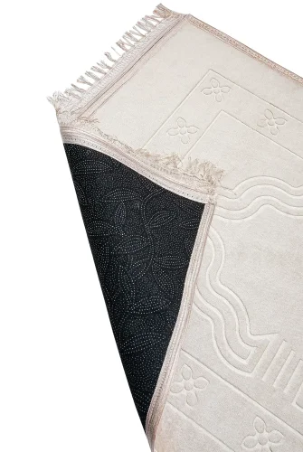 Yumuşak Kadife Dokulu Peluş Seccade Krem - 5