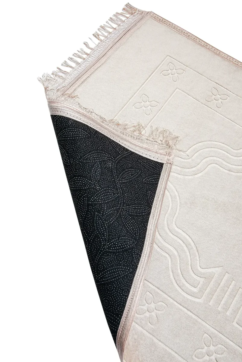 Yumuşak Kadife Dokulu Peluş Seccade Krem - 5