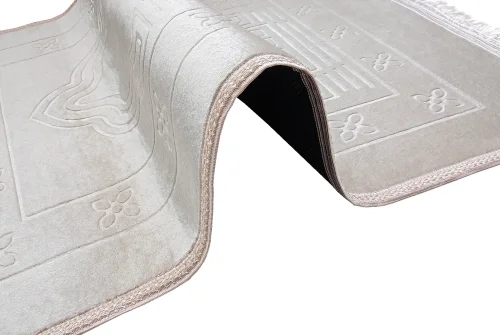 Yumuşak Kadife Dokulu Peluş Seccade Krem - 6