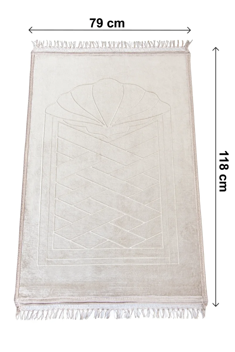 Yumuşak Kadife Dokulu Peluş Seccade Krem - 7