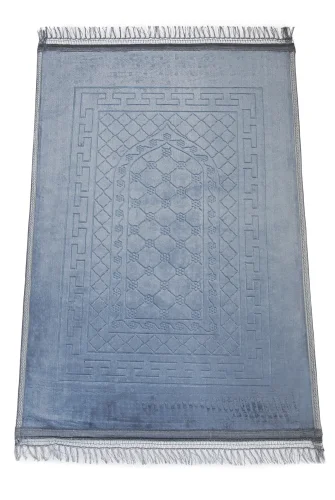 Yumuşak Kadife Dokulu Peluş Seccade Mavi - 4