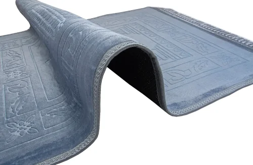 Yumuşak Kadife Dokulu Peluş Seccade Mavi - 6