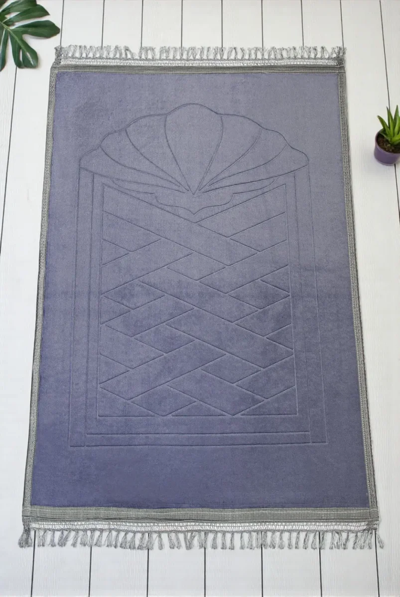 Yumuşak Kadife Dokulu Peluş Seccade Mor - 1