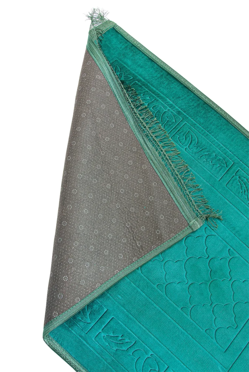 Yumuşak Kadife Dokulu Peluş Seccade Yeşil - 3