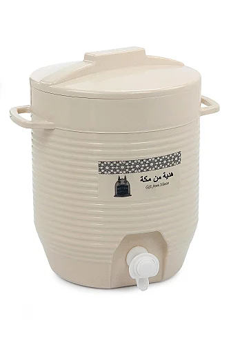 Zemzem Sebili Musluklu Plastik Su Sebili Bardak Hazneli - Krem - 9