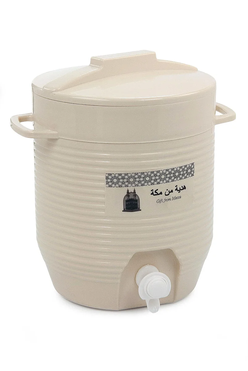 Zemzem Sebili Musluklu Plastik Su Sebili Bardak Hazneli - Krem - 9